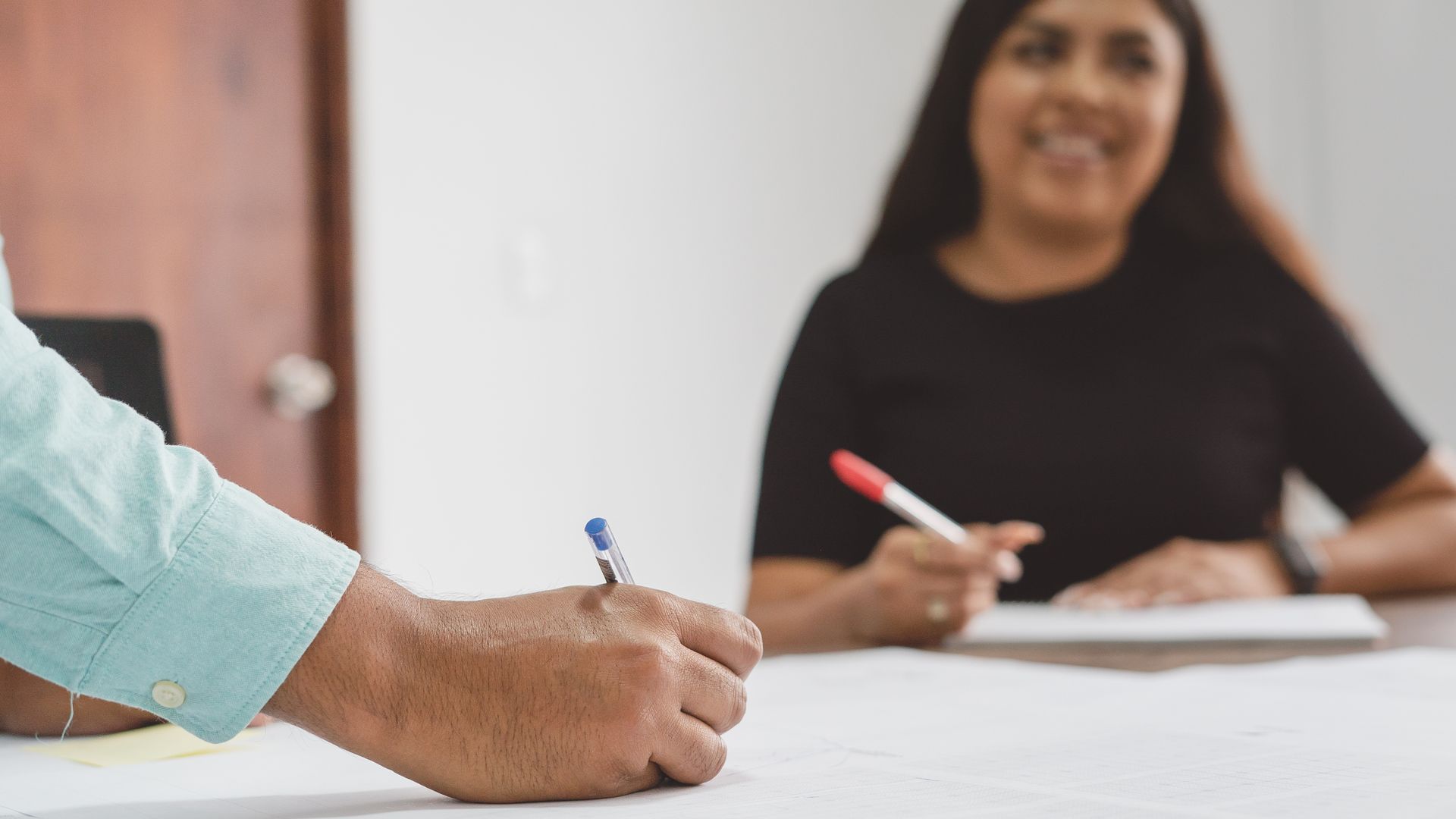 Career documents and notes being reviewed